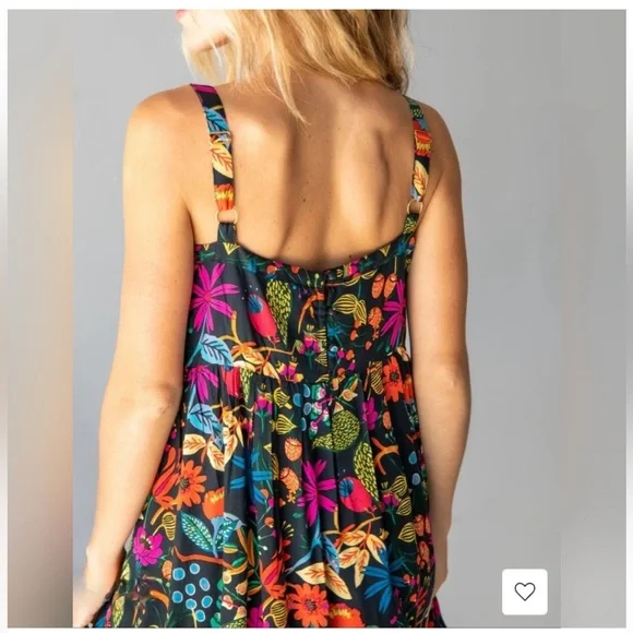 Natural Life Patti Mini Dress Black Neon Floral L - Picture 3 of 10